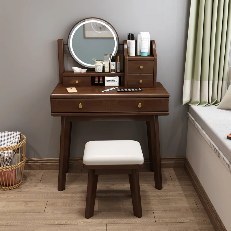 

Vintage Nordic Vanity Table Dest Decor Natural Solid Wood Makeup Vanity Desk Bedroom Luxury Coiffeuse De Chambre Furniture Home