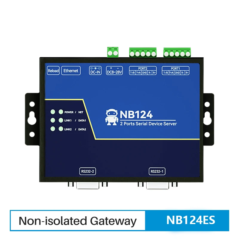 2 Channel Serial Server RS485 RS232 RS422 to Ethnernet POE TCP UDP MQTT HTTP Modbus Gateway TCP- RTU Watchdog NB124ES