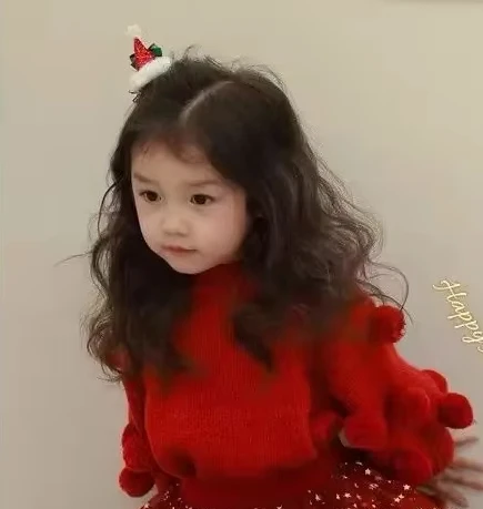 

New Autumn and Winter Clothes 2024 Korean Girls Christmas Red Sweater Versatile Cute Childrens Clothing