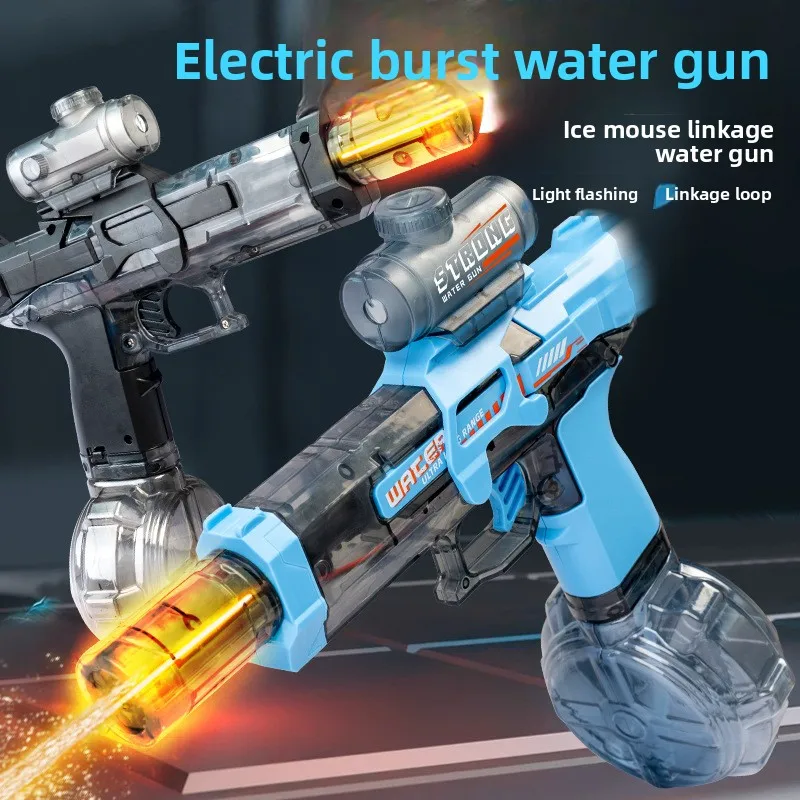 

Ice rat explosion flashing water gun linkage chamber cool light electric high-speed continuous fire boy and girl water play toy