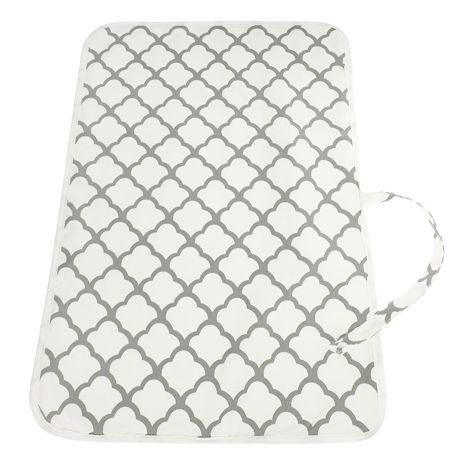 

Baby Changing Portable Diaper Mat Travel Tpu Waterproof Layer Reusable Washable Gray Travel Changing Pad Geometric Design