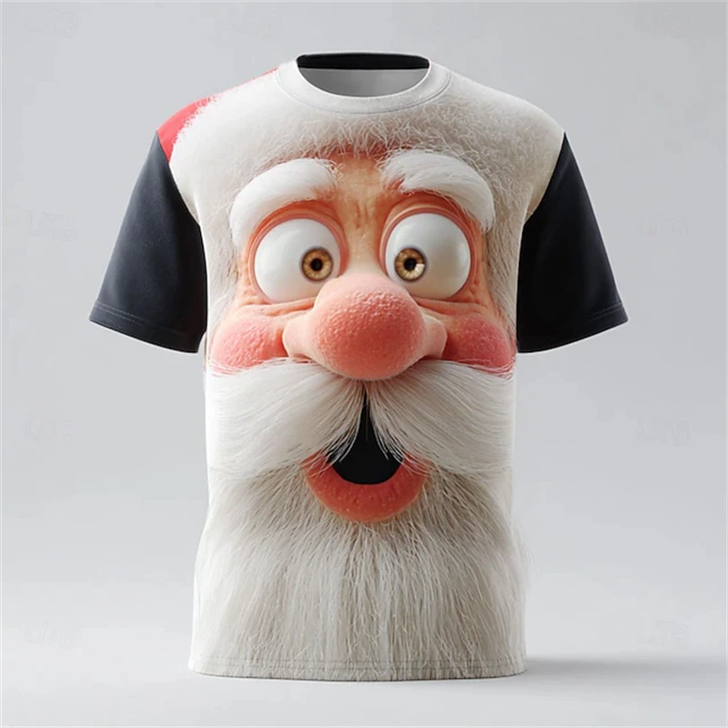 Christmas T Shirts Men 3D Printed T-shirt Hot Sale Xmas Part Holiday Short Sleeve Men's Fashion 2026 Funny Santa Claus Clothes