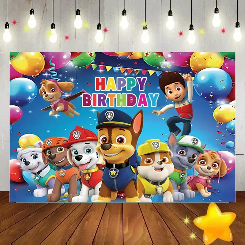 Paw Patrol Birthday Backdrop Decoration Kids Girs Boy Party Photography Background Puppy Event Banner Poster Photo Studio Props