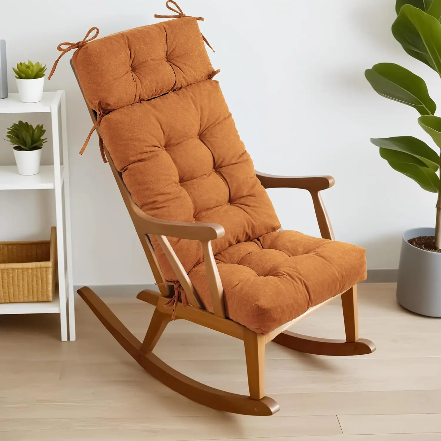 

Rocking Chair Cushions 3-Piece Set with Neck Pillow, Non-Slip Pads, High-Density Foam, Orange, 52x19x4 Inch for Adirondack