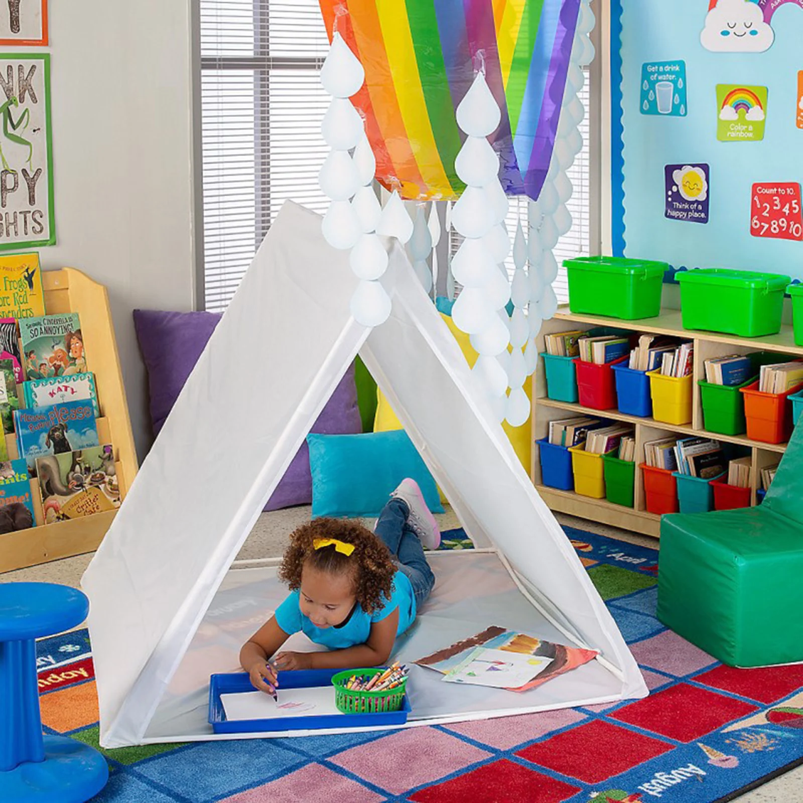 

Duable Teepee Tent Kids Childrens Tent 115*115*115cm 3.8*3.8*3.8ft Childrens Play Polyester Cloth Portable Teepee