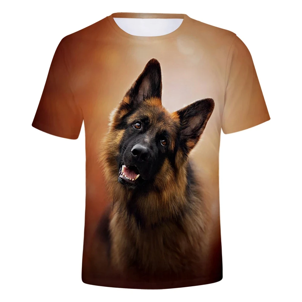 New German Shepherd T-Shirts Animal Cute Dog 3D Print Men Women Short Sleeve T Shirt Oversized Harajuku Kids Tees Tops Clothing