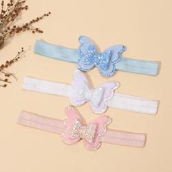 Sequin Butterfly Hair Accessories Cute Candy Color Bow Headband For Baby Girls Sweet Soft Elastic Children's Hair Accessories