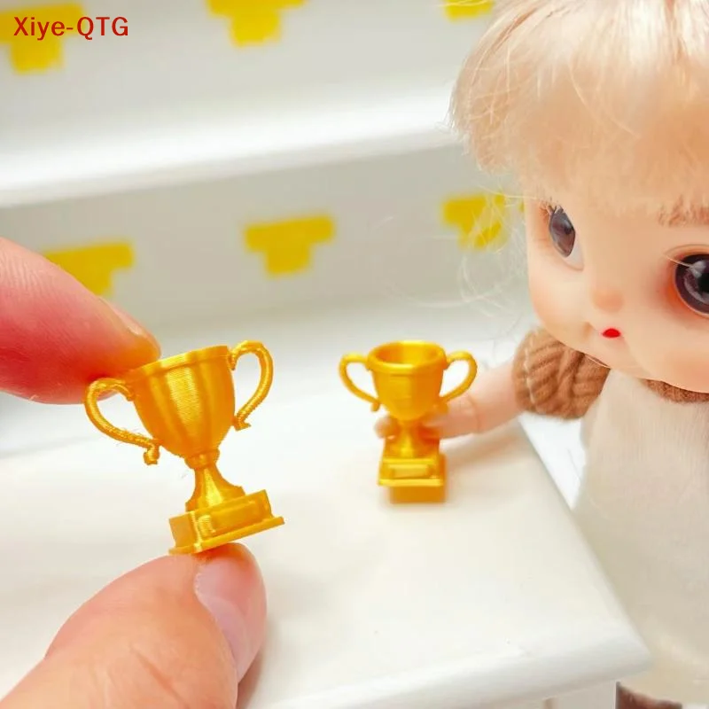 Hot! Mini Golden Trophy Toy With Realistic Appearance Fine Craftsmanship For Dollhouse Decoration Diorama Scene Making