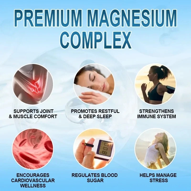 Magnesium Complex Citrate Malate Taurate Bone Supplement for Sleep Leg Cramps Muscle Relaxation Improve Heart Healthy