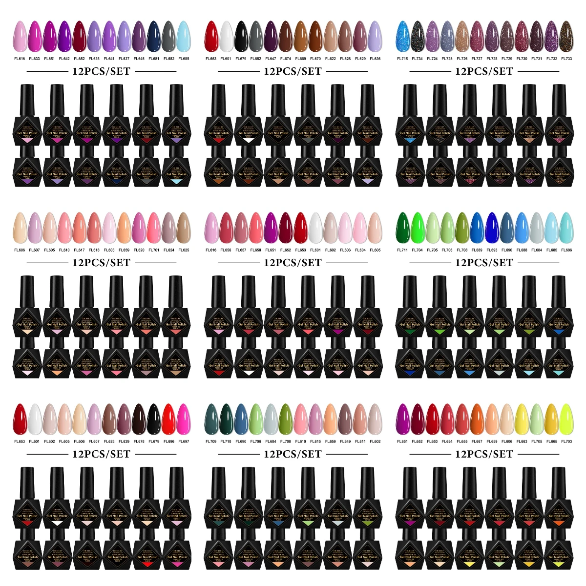 

12 шт., 10 мл, набор гель-лаков для ногтей, TPO HEMA, бесплатный УФ-светодиодный маникюр, принадлежности для ногтей, лак для женщин и девочек, домашний салон, легко наносится