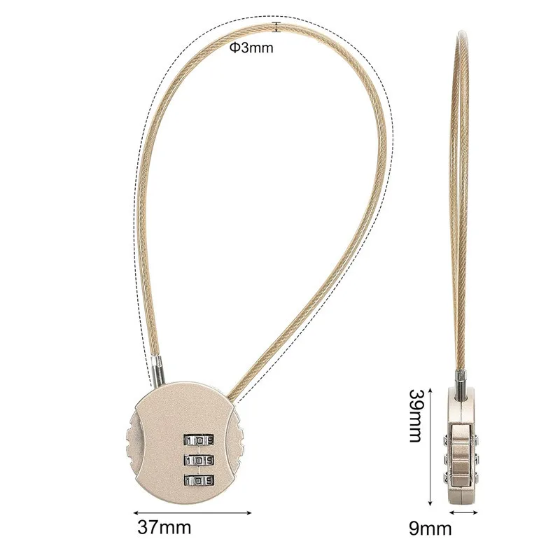 40cm Cable Combination Lock, 3 Digit Outdoor Waterproof Padlock Code Lock Cable Luggage Locks for Backpack, Suitcase image 2