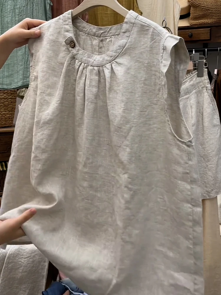 Ladies' een Svel irt Korean Sle Loose Fit Summer Faionable Casual Outerwear Vest Top Breathable Comfortable Ski...