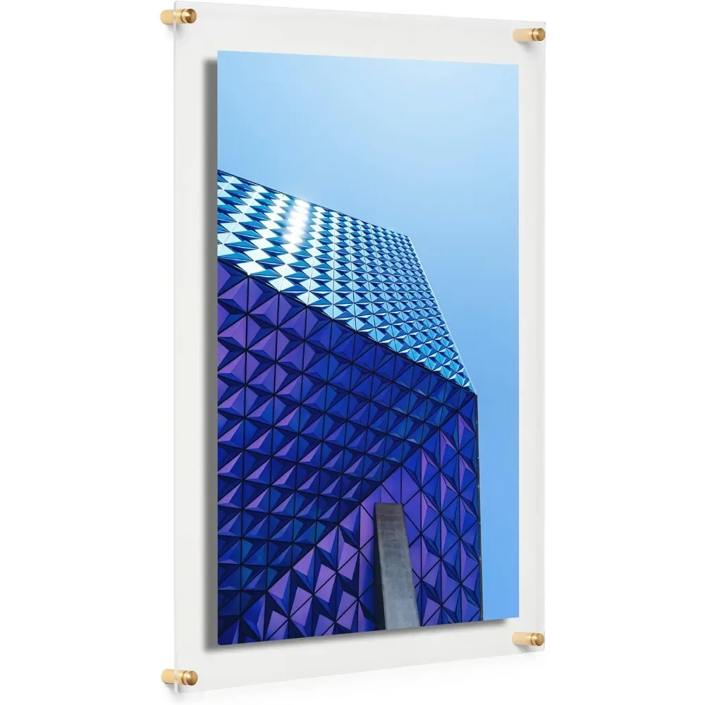 Photo Frames 18x24-Inch Clear Floating Double Panel Acrylic Picture Frame Gold Hardware Photocards Holder Photo Card Storage Box