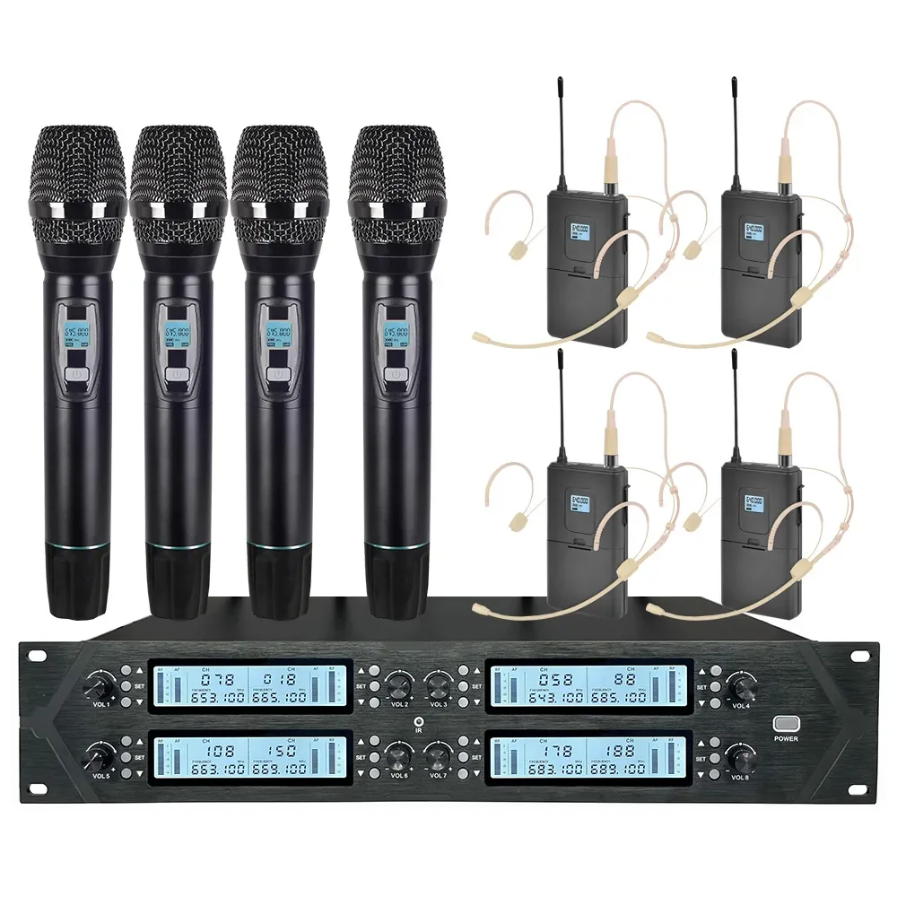 

BG-840U 8 Channels Wireless Microphone Uhf Fm Wireless Microphone For Kareoke