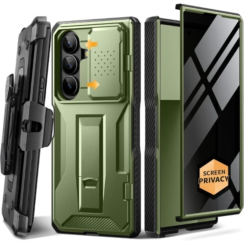 

Противоударный чехол военного класса с защитой конфиденциальности, выдвижной крышкой для камеры, подставкой и креплением на ремень для Galaxy Z