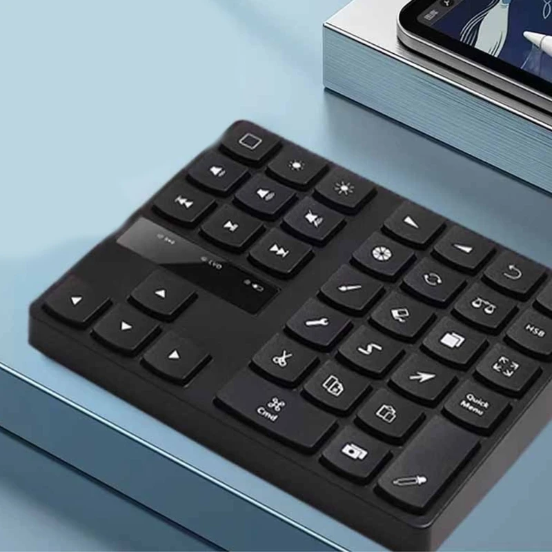 Portable Rechargeable Drawing Keyboard Wireless Keypad for Procreate and Durable Designs, 35Keys, Long Battery Life