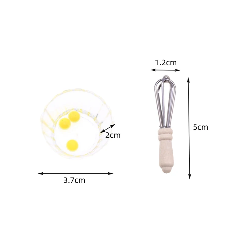 1 Set Kitchen DIY Accessories Simulation Cute egg beater Egg Bowl Suit 1:12 Dollhouse Miniature Home Decoration