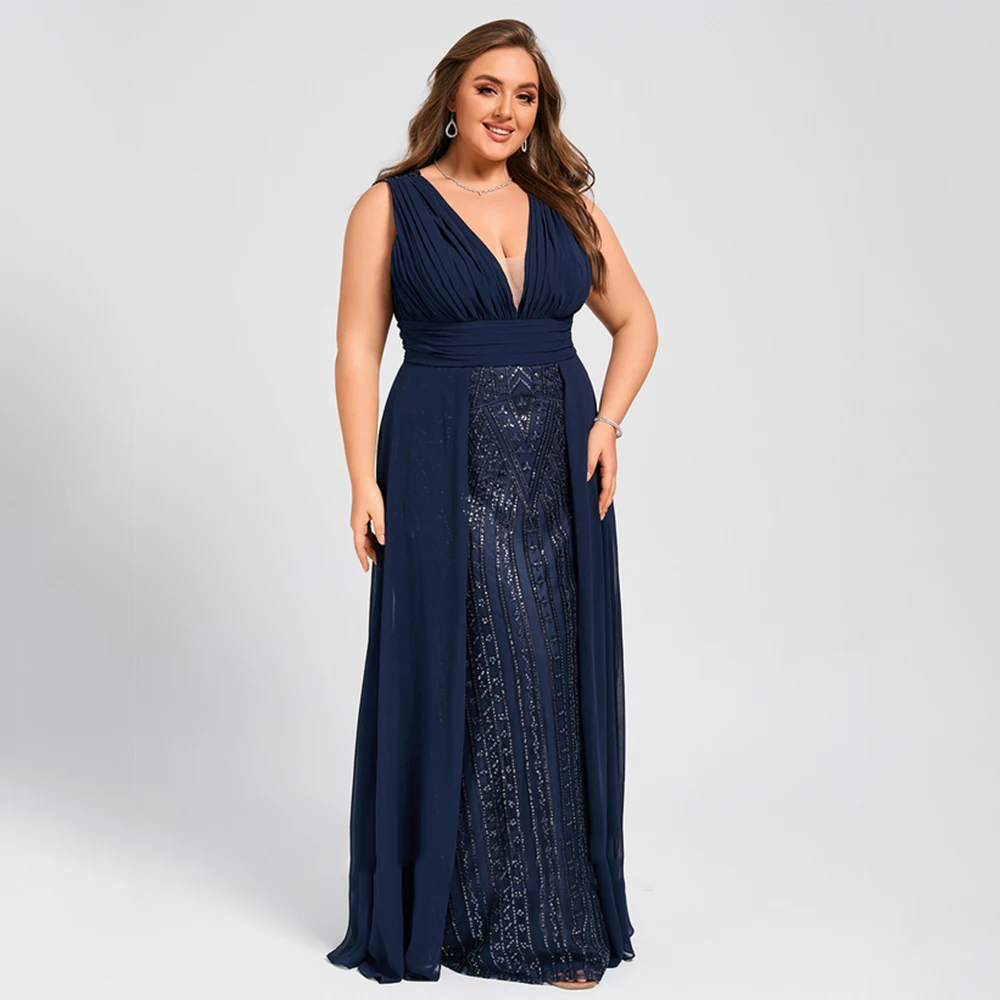 

Navy Blue Mother of the Bride Dresses Exquisite A Line Plus Size Wedding Guest Gowns Chiffon Elegant Dress Women Wedding Party