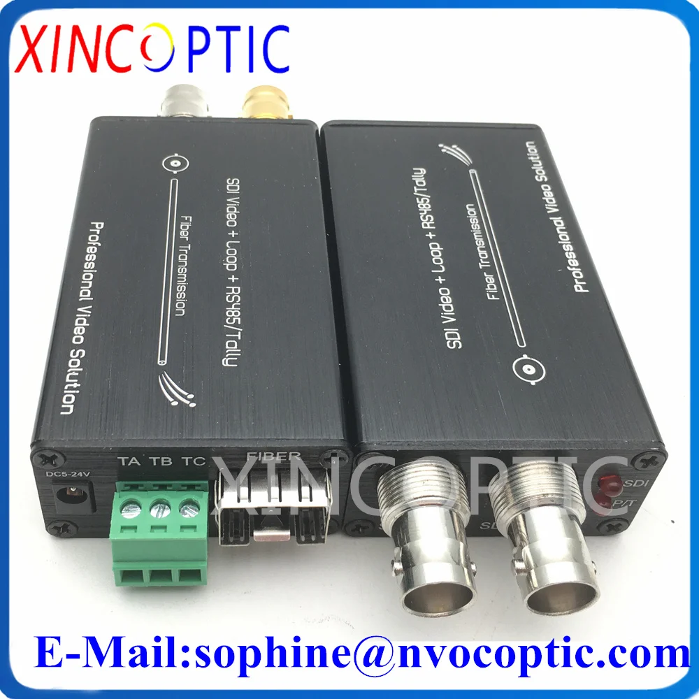 1Ch Mini HD-SDI to Fiber Converter with Reverse RS485 Data and Loopout,Ultra HDSDI LC 20KM SFP Video Fibre Optic Transceiver