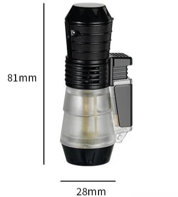 Three Flame Direct Blue Flame Transparent Body Small Spray Gun Windproof Inflatable Lighter Cigarette Accessorie