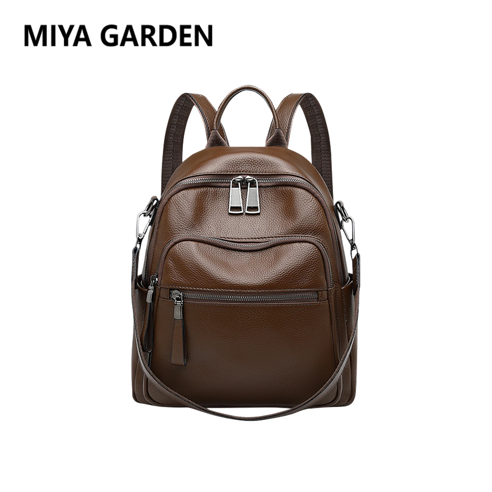 

MIYA GARDEN Leather Backpack Fashion Women's Shoulder Bag Versatile Commuter Cowhide Backpack High Quality School Bag Mochila