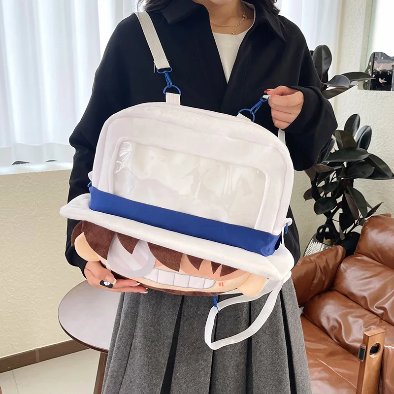 Conan Edogawa Large Capacity Plush Transparent Pvc Backpack Shoulder Bag Two Dimensional Anime Enthusiast Itabag Decoration Gift