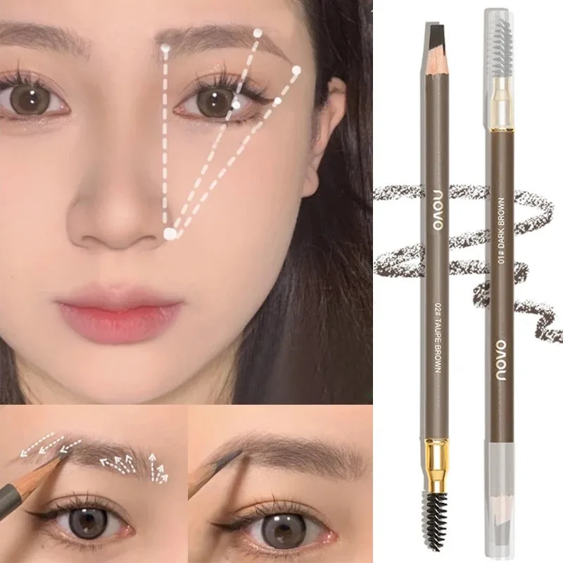 Waterdichte wenkbrauw puntenslijper met borstel 7 kleuren natuurlijke langdurige permanente wenkbrauwpen tegen water Koreaanse wilde