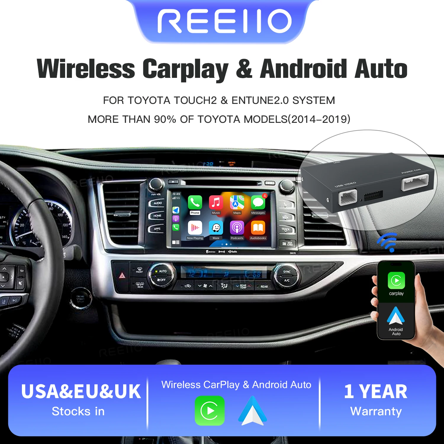 2025 جديد لاسلكي Carplay أندرويد السيارات لتويوتا يارس RAV4 كورولا Aygo تاكوما كامري C-HR تندرا هايلاندر 4 عداء متعدد الوسائط