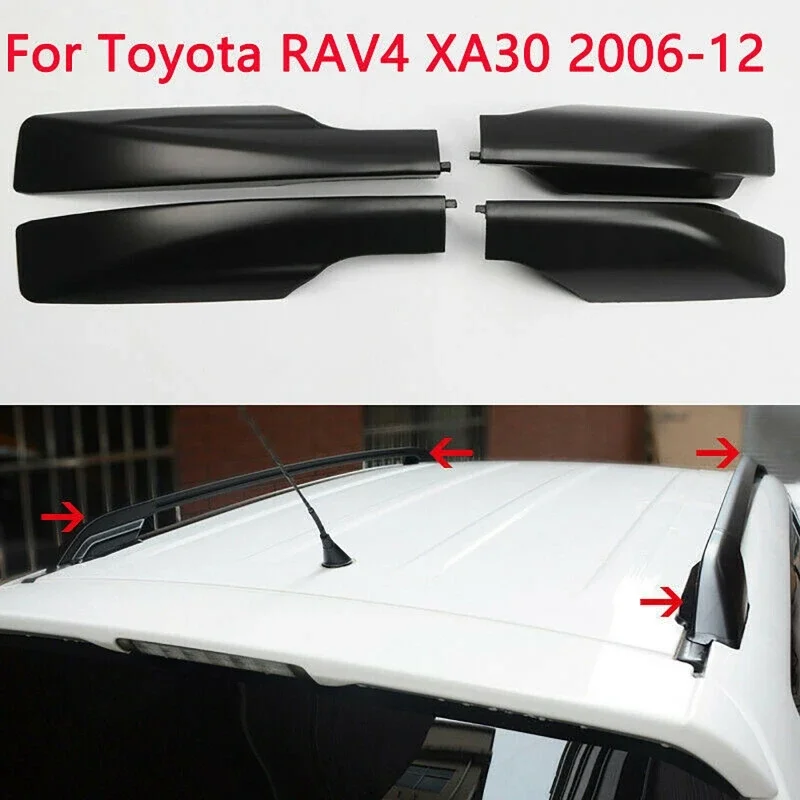 

4Pcs/Set Black Roof Rack Rails End Cap Protection Cover Shell For RAV4 XA30 2006-2012 Auto Accessories