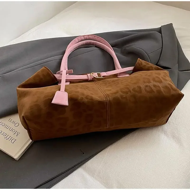 Leopardenmuster Gürtelschnalle Unterarm Umhängetasche, Vintage Große Kapazität Frauen Einkaufstasche, 2025 Herbst Winter Neue Top Griff Handtasche – Detail 5