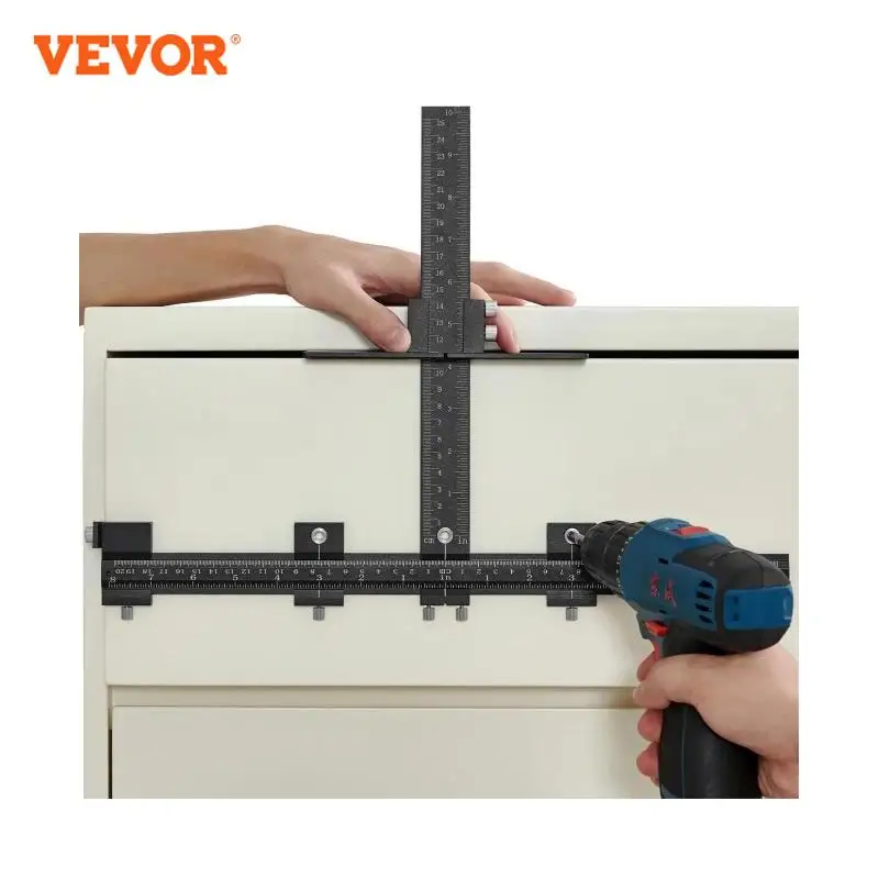 

VEVOR Cabinet Hardware Jig Aluminum Alloy Cabinet Handle Jig with Center Punch Adjustable Cabinet Hardware Template Tool