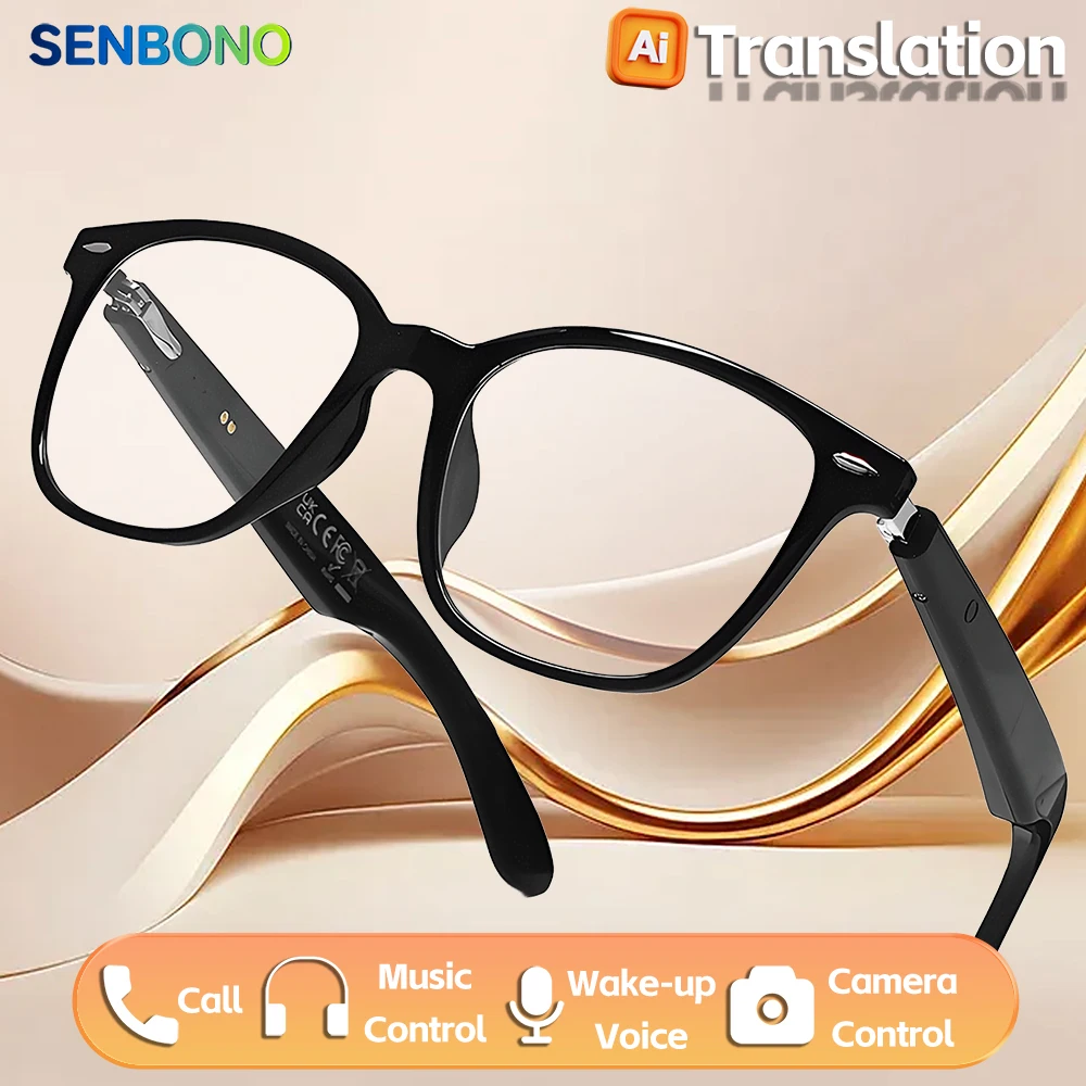 

SENBONO New AI Translation Smart Audio Glasses - Hall Sensor One-button Start, Wireless Call, Music Playback, Hands-Free Phone
