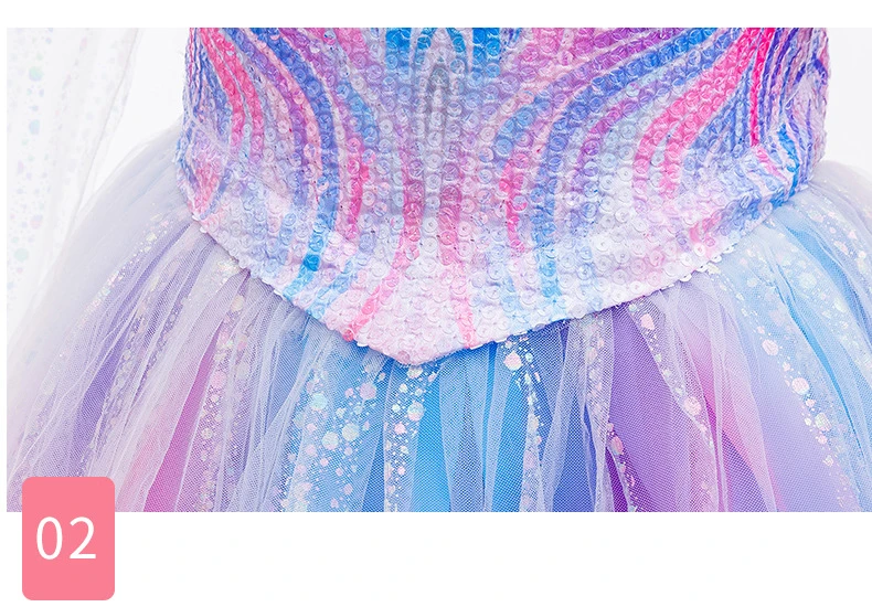 Kinder Glinda Funkelndes Tüll-Prinzessinnenkostüm mit Trompetenärmeln und Komplettzubehör für Mädchen Geburtstagsparty Halloween Cosplay – Detail 5