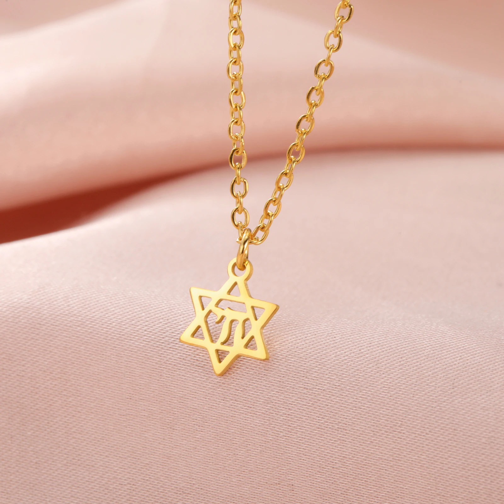 Hexagram Star π Pendant Stainless Steel Necklace Hollow out Men's and Women's Fashion Jewelry Gift Jewelry Wholesale 2024 New