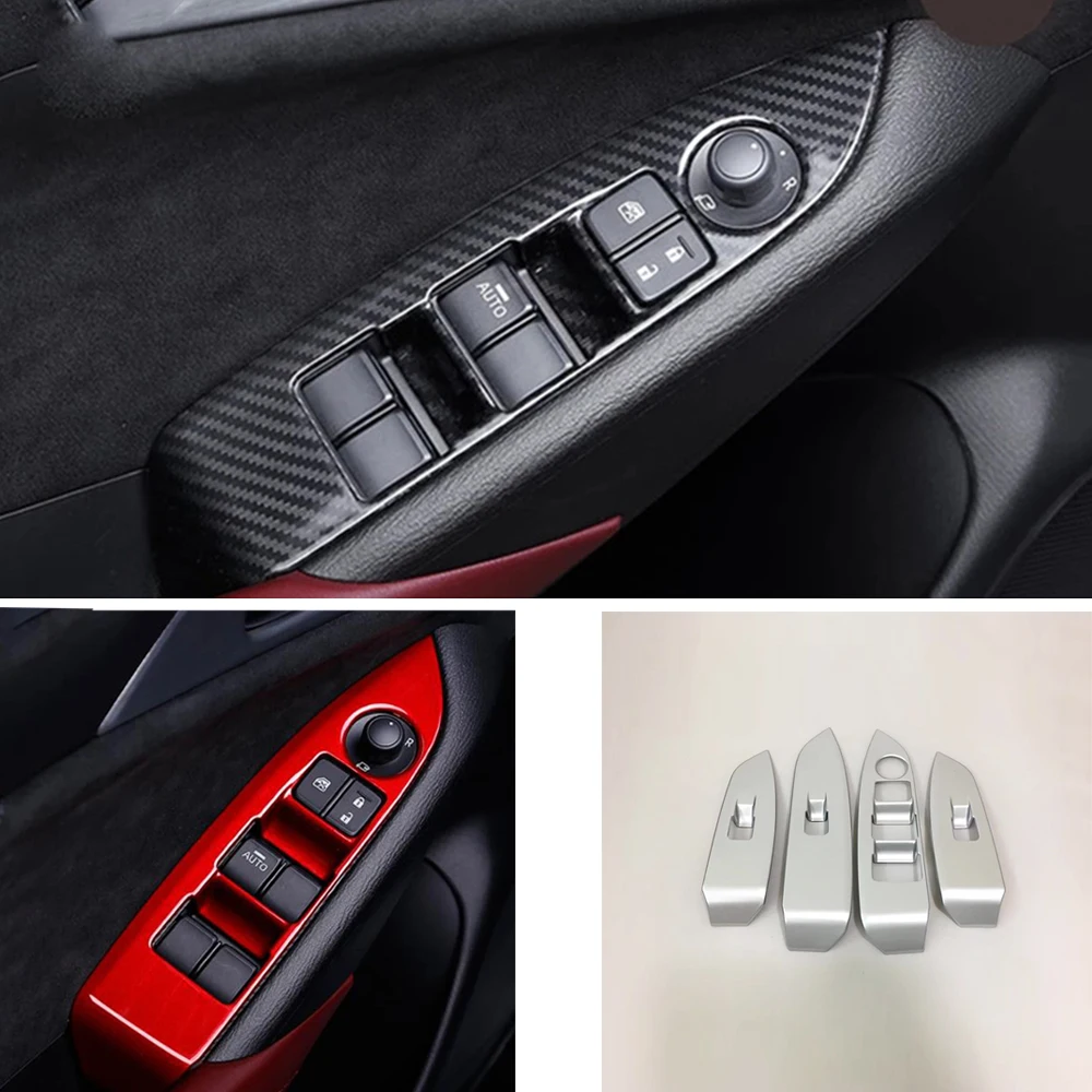 

ABS Carbon/red/matte For Mazda CX-3 CX3 Car Window Glass Lift Switch Panel Cover Trim 2016 2017 2018 car styling auto accessorie