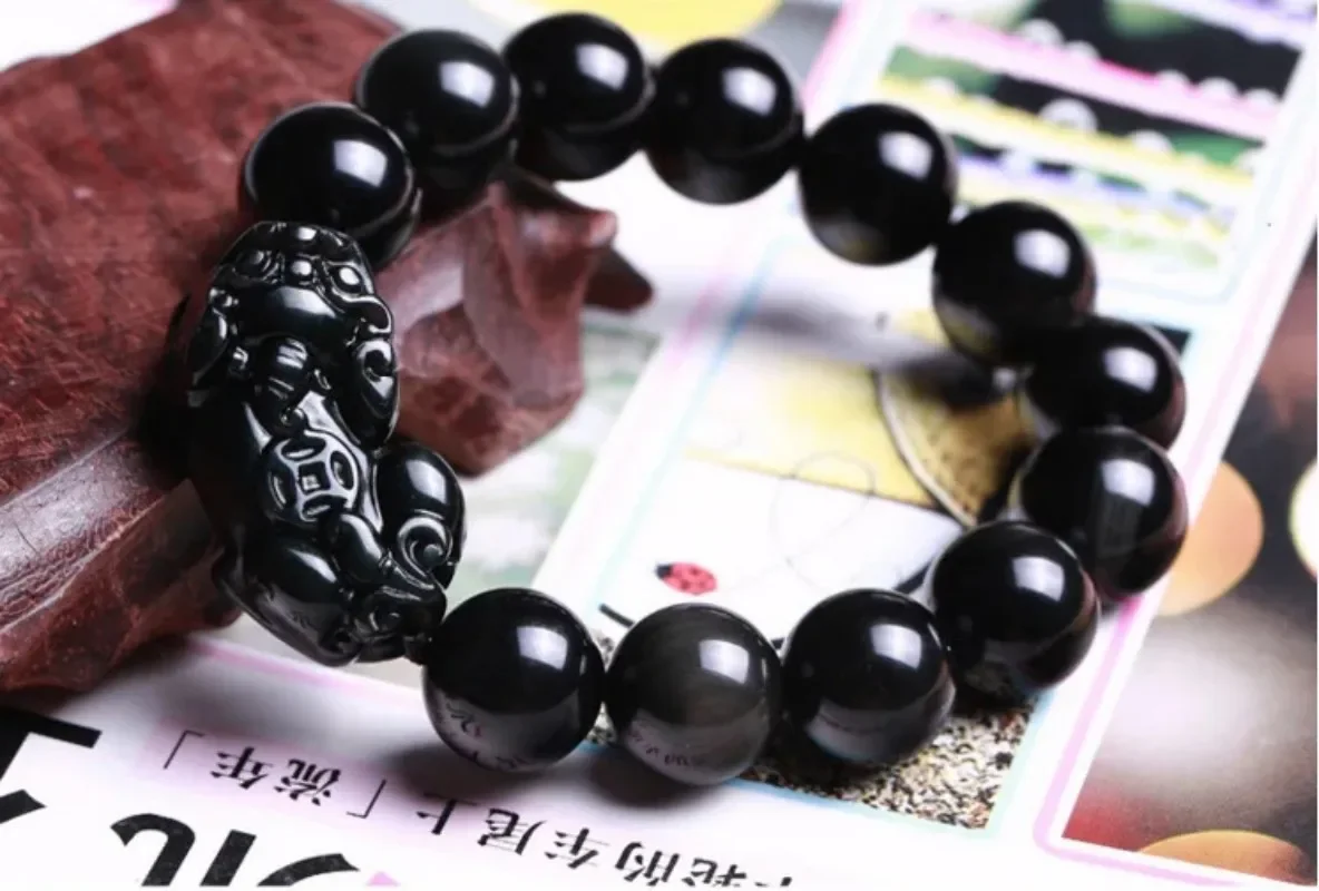 Natural Obsidian Bracelet Black Jades Stone Lucky Pixiu Bracelets Women Men Genuine Certified Jade Bangles Jewelry Accessories - Image 2