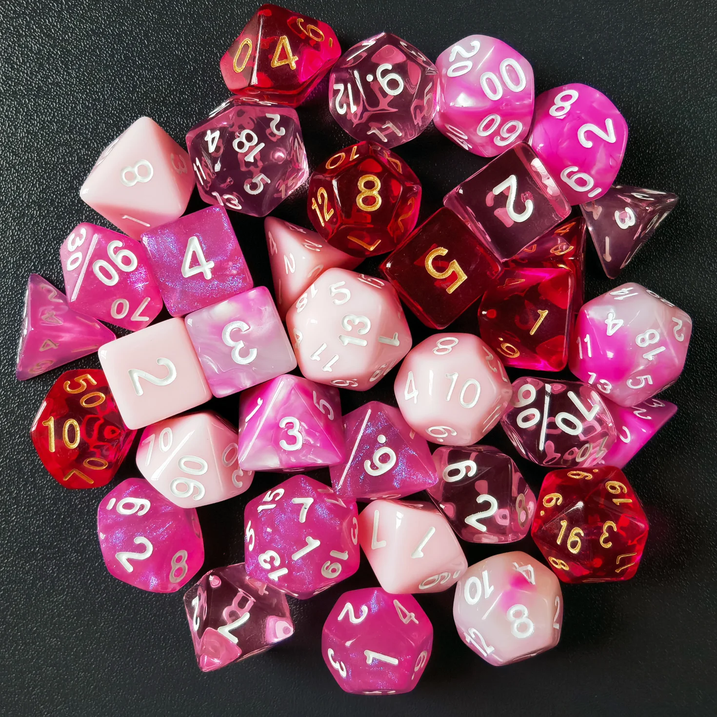 Bescon Polyhedral RPG Dice Full 35pcs Blossom Set, DND Role Playing Game Dice 5X7pcs