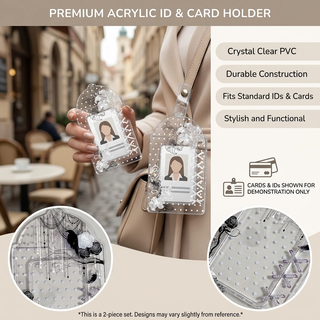 Transparent PVC Photo Card Holder Polka Dot Floral 3 Inch Kpop Photocard Idol Card Storage Display Pouch Pendant Decoration