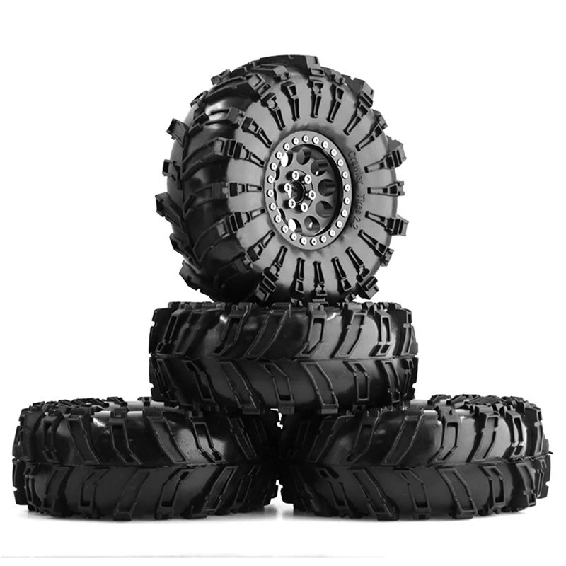 4PCS 140Mm Metal 2.2 Beadlock Wheel Rim Tire Set For 1/10 RC Crawler Car Axial SCX10 Wraith Capra Traxxas TRX4 D90