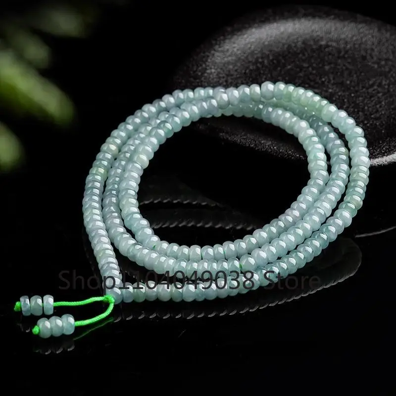 High-grade Natural Myanmar Jadeite Blue Water Abacus Bead Necklace Ice Kind of Men's and Women's Jade Bracelet Luxury Jewelry