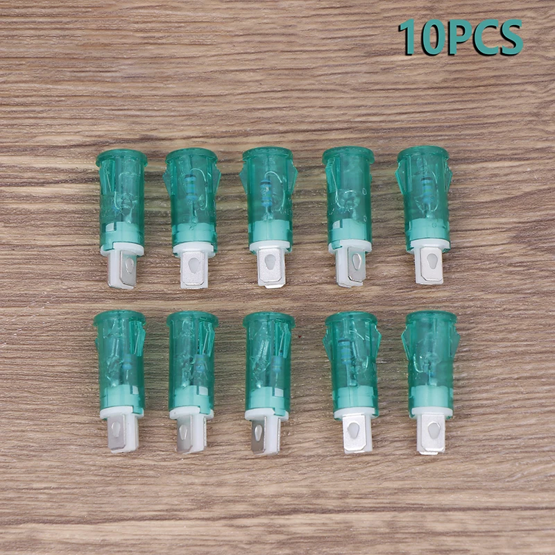 10 ชิ้นสัญญาณโคมไฟแผงติดตั้งตัวบ่งชี้นีออนสีแดงสีเขียวสีเหลืองไฟ 220 โวลต์ 10 มิลลิเมตร MDX-11A Guiding
