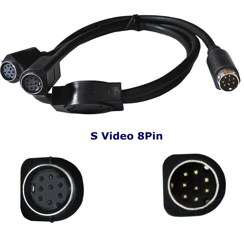 0.5m Mini 8-Pin DIN S-Video Male to 2 Female Y Splitter Extension Adapter Cable for TV Receiver, TV, Monitor, Projector, Etc 50C