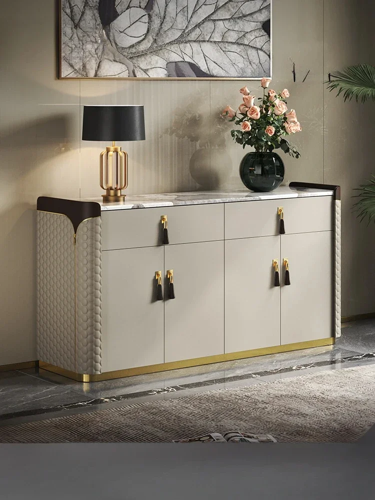 Light Luxury Dining Side Storage Cabinet Italian Modern Marble High-Grade Gray Hallway Shoe Cabinet