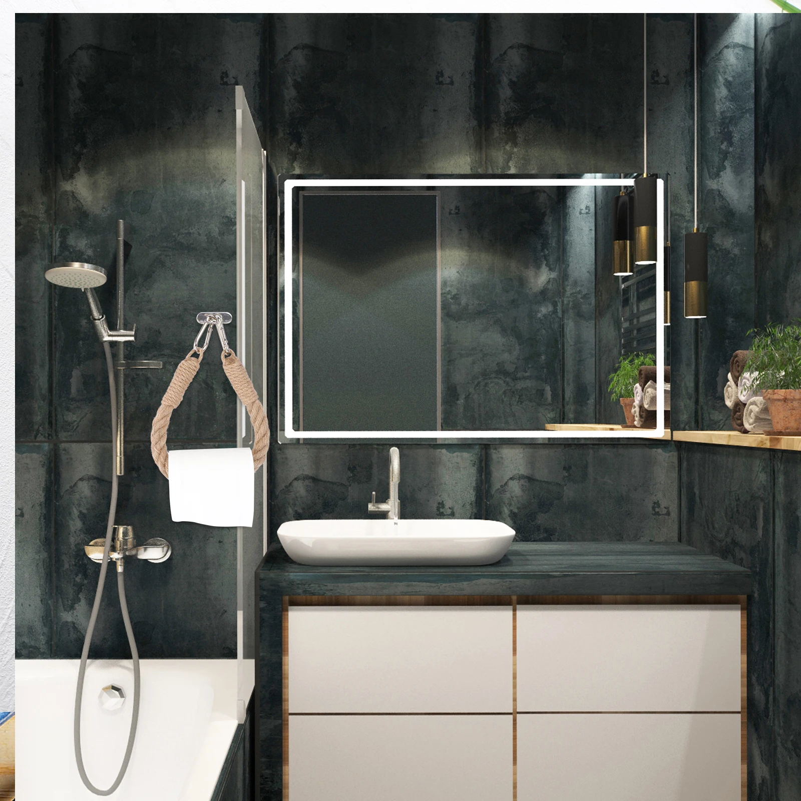 

Hemp Rope Toilet Paper Holder Large Capacity Stainless Steel Wall Mounted Tissue Rack Bathroom Storage Organizer Unique Design