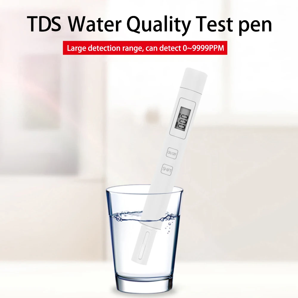 TDS 미터 테스터 휴대용 감지 수질 테스트 펜, 0-9999 PPM 측정 범위