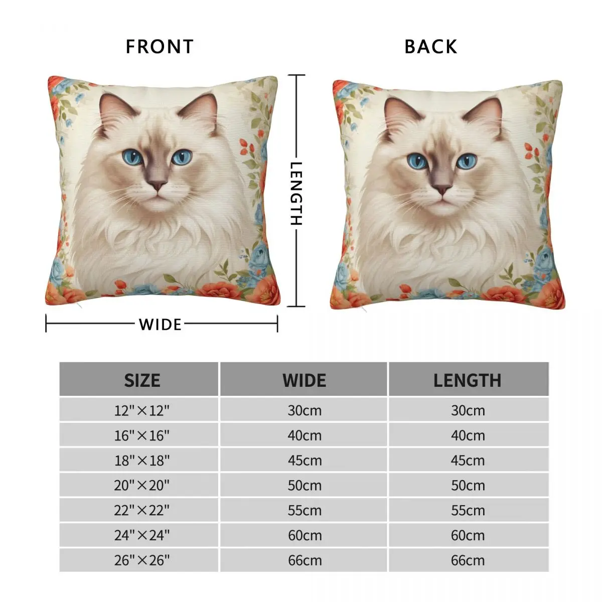 Ragdoll Cat Flower Pillowcase Polyester Linen Velvet Printed Zip Decorative Throw Pillow Case Home Cushion Cover 18