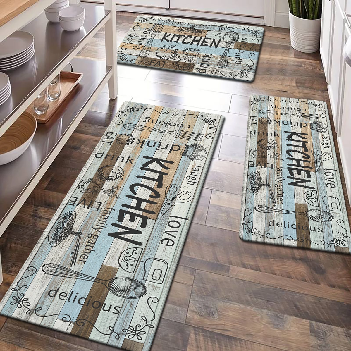 Kitchen Non-Slip Decorative Floor Mats 3D Printed Living Room Home Carpets Can Also Be Used For Bedroom And Bathroom Entry Doors