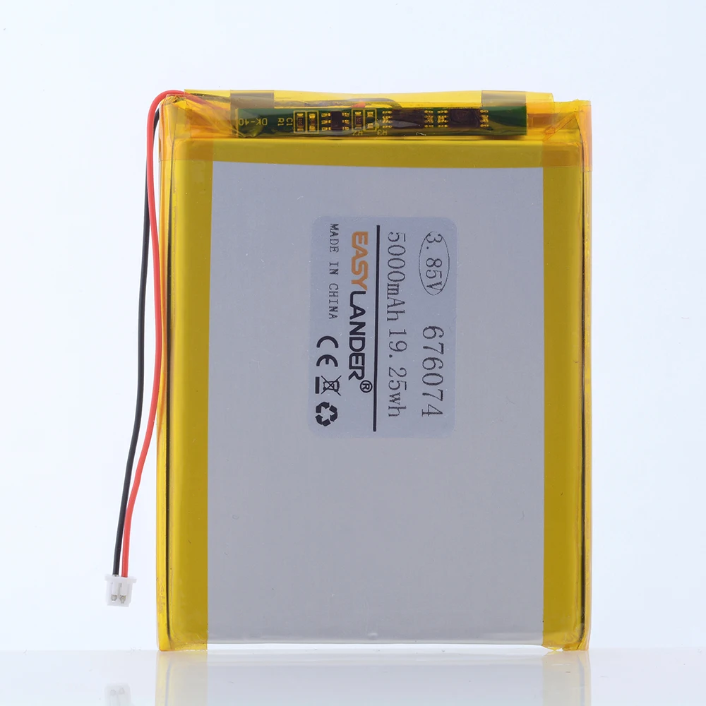JST1.25 2P 3.85V 5000mAh 676074   Batería recargable de polímero de litio Li 656075