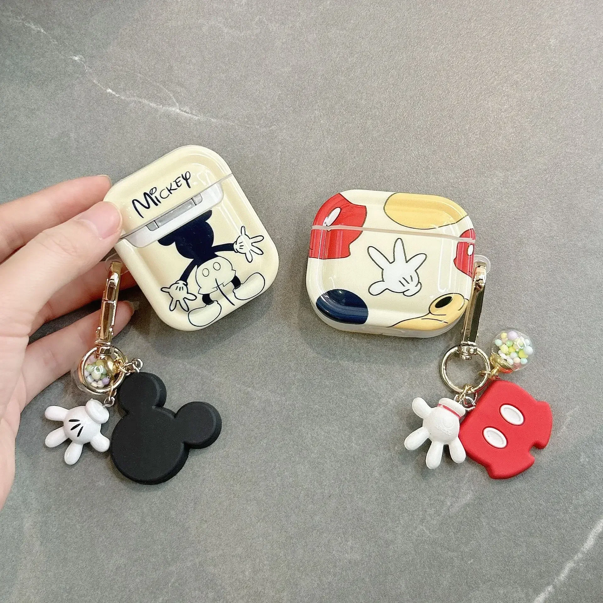 Cartoon Mickey Minnie Air Pod Case For Wireless Earphone For Airpods 1 2 Airpods3 For Airpods Pro 2 Headphone Bags With Keyring