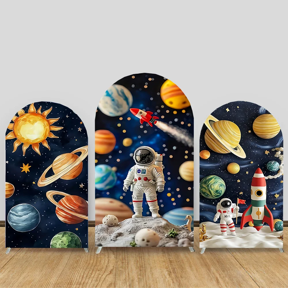 

Arch Photography Background Space Astronaut Backdrop Boy Baby Showers Birthday Party Rocket Decora 2-sided Chiara Photo